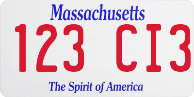 MA license plate 123CI3