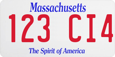 MA license plate 123CI4