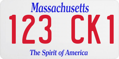 MA license plate 123CK1