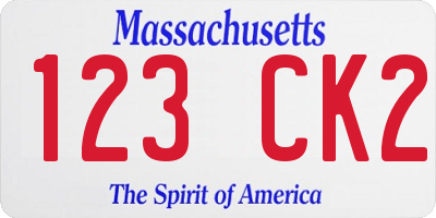 MA license plate 123CK2