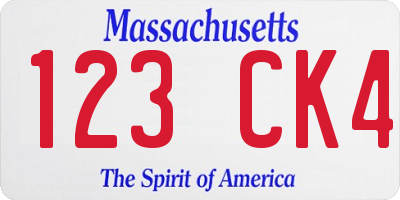 MA license plate 123CK4