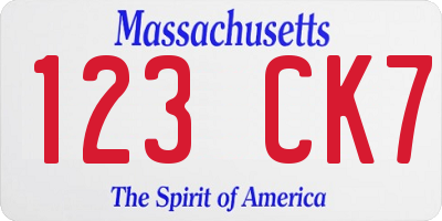 MA license plate 123CK7