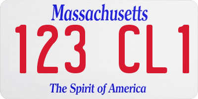 MA license plate 123CL1
