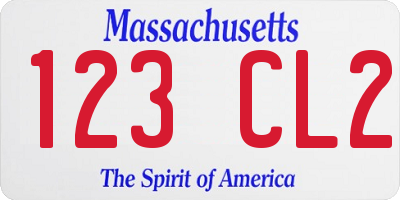 MA license plate 123CL2
