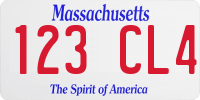 MA license plate 123CL4