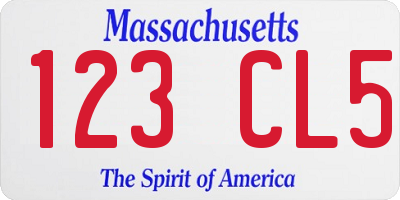 MA license plate 123CL5