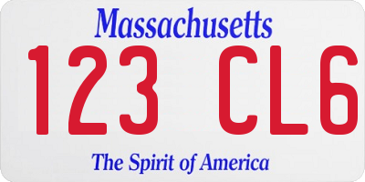 MA license plate 123CL6