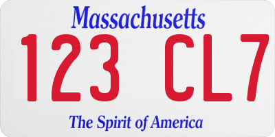 MA license plate 123CL7