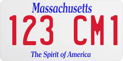 MA license plate 123CM1