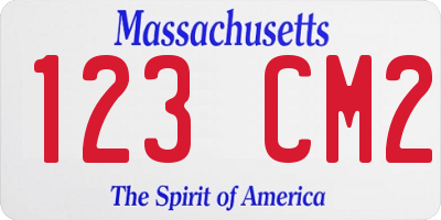MA license plate 123CM2