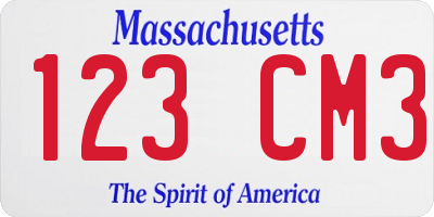 MA license plate 123CM3
