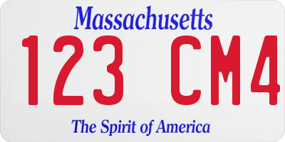 MA license plate 123CM4
