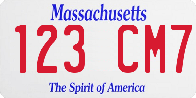 MA license plate 123CM7