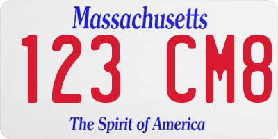 MA license plate 123CM8