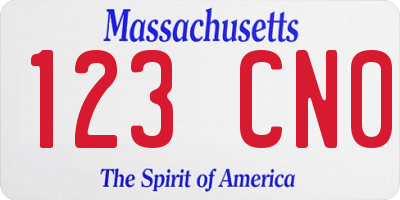 MA license plate 123CN0
