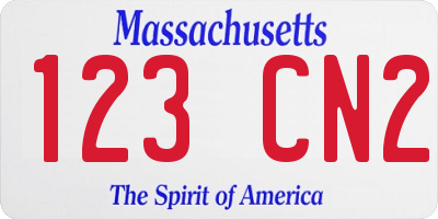 MA license plate 123CN2