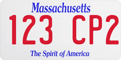 MA license plate 123CP2