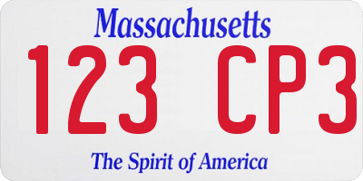 MA license plate 123CP3