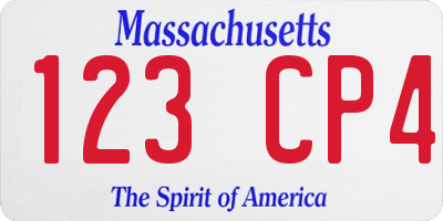 MA license plate 123CP4