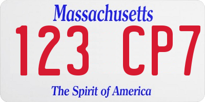 MA license plate 123CP7