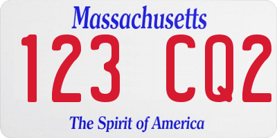 MA license plate 123CQ2