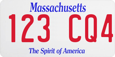 MA license plate 123CQ4