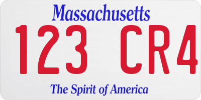 MA license plate 123CR4