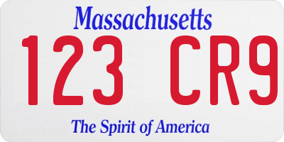 MA license plate 123CR9