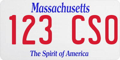 MA license plate 123CS0