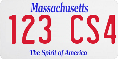 MA license plate 123CS4