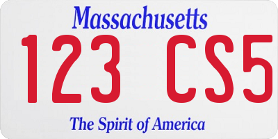 MA license plate 123CS5