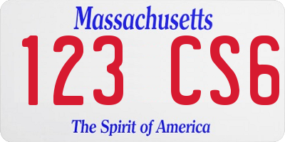 MA license plate 123CS6