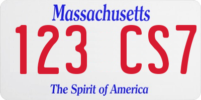 MA license plate 123CS7