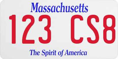 MA license plate 123CS8