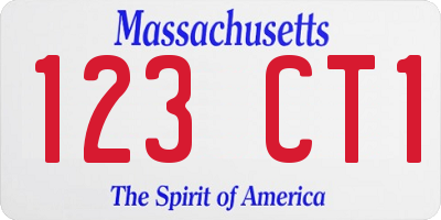 MA license plate 123CT1