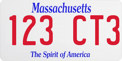 MA license plate 123CT3
