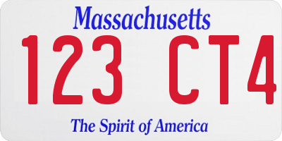 MA license plate 123CT4