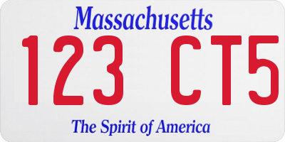 MA license plate 123CT5
