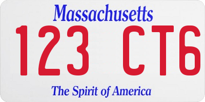 MA license plate 123CT6