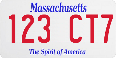 MA license plate 123CT7