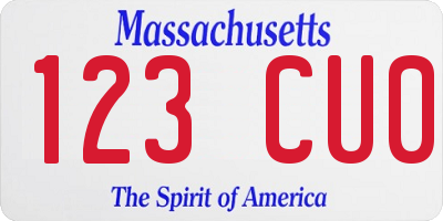 MA license plate 123CU0
