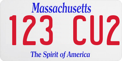 MA license plate 123CU2