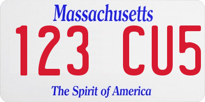 MA license plate 123CU5