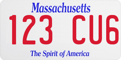 MA license plate 123CU6