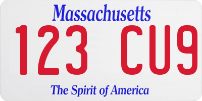 MA license plate 123CU9