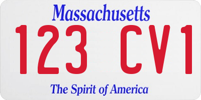 MA license plate 123CV1