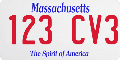 MA license plate 123CV3