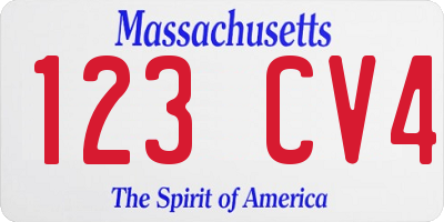 MA license plate 123CV4