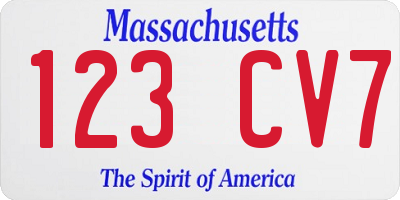 MA license plate 123CV7