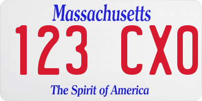 MA license plate 123CX0